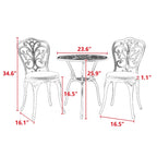 Ensemble de 3 pièces pour terrasse extérieure en aluminium avec table papillon, chaises et trou pour parasol