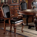 Fauteuil De Ville Château (Lot de 2) en PU Noir et Cerisier