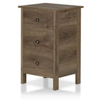 Table de chevet à 3 tiroirs, finition noyer vieilli rustique, bois composite, table d'appoint de chambre