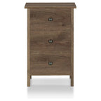 Table de chevet à 3 tiroirs, finition noyer vieilli rustique, bois composite, table d'appoint de chambre