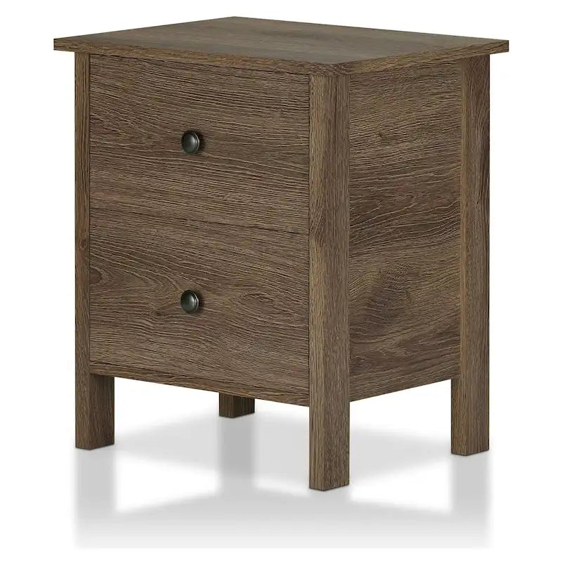 Table de chevet à 3 tiroirs, finition noyer vieilli rustique, bois composite, table d'appoint de chambre