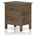 Table de chevet à 3 tiroirs, finition noyer vieilli rustique, bois composite, table d'appoint de chambre