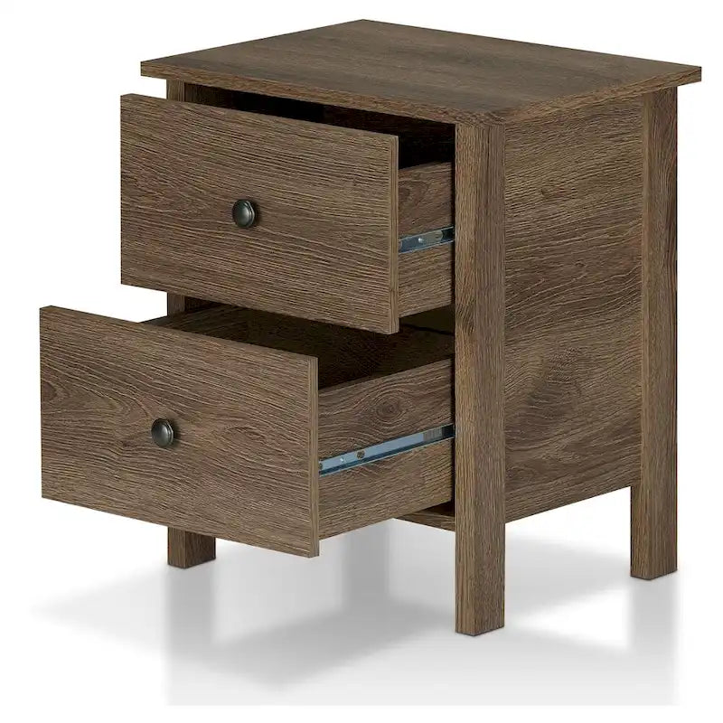 Table de chevet à 3 tiroirs, finition noyer vieilli rustique, bois composite, table d'appoint de chambre