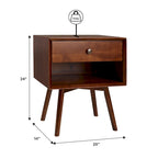 Lot de 2 tables de chevet en bois massif de style Mid-Century avec 1 tiroir