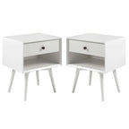 Lot de 2 tables de chevet en bois massif de style Mid-Century avec 1 tiroir