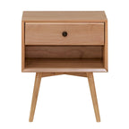 Lot de 2 tables de chevet en bois massif de style Mid-Century avec 1 tiroir