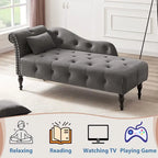 Chaise longue en velours 61 po avec 1 oreiller et garniture cloutée