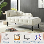 Chaise longue en velours 61 po avec 1 oreiller et garniture cloutée