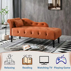 Chaise longue en velours 61 po avec 1 oreiller et garniture cloutée