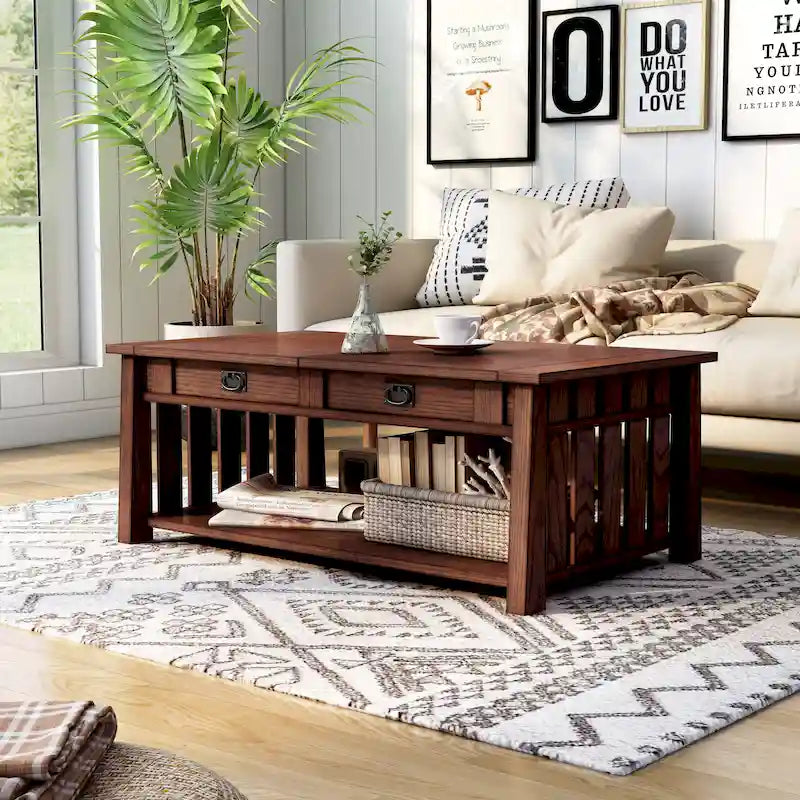 Table basse relevable en bois DH BASIC, 46 pouces