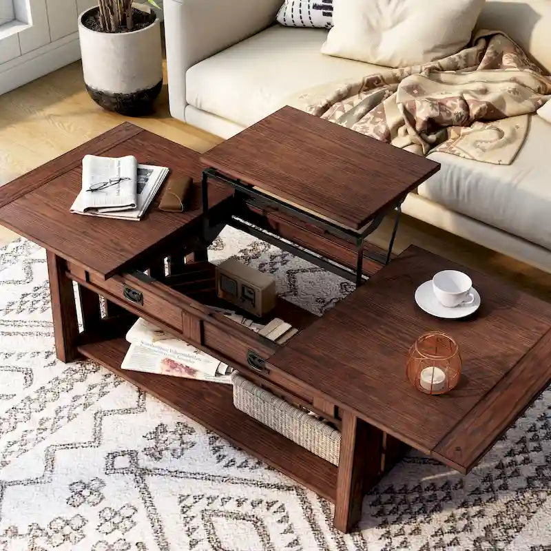 Table basse relevable en bois DH BASIC, 46 pouces