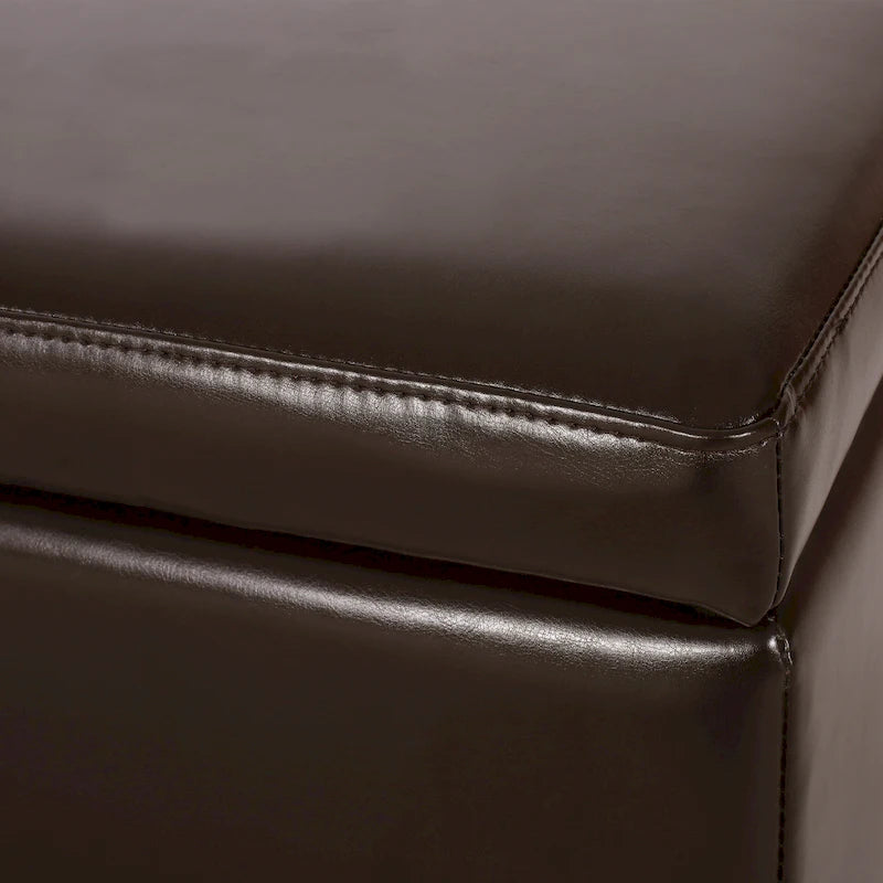 Banc coffre de rangement York en cuir reconstitué par Christopher Knight Home