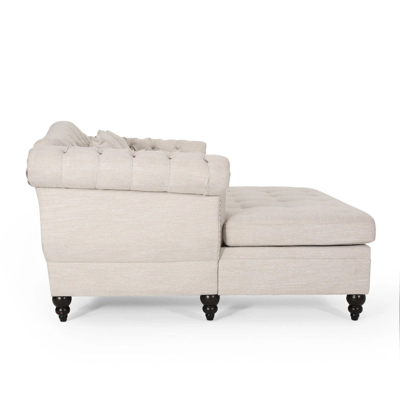 Chauffeuse double capitonnée 158,75 cm (L) x 148,60 cm (l) x 86,36 cm (H), Rembourrée, Accent de salon