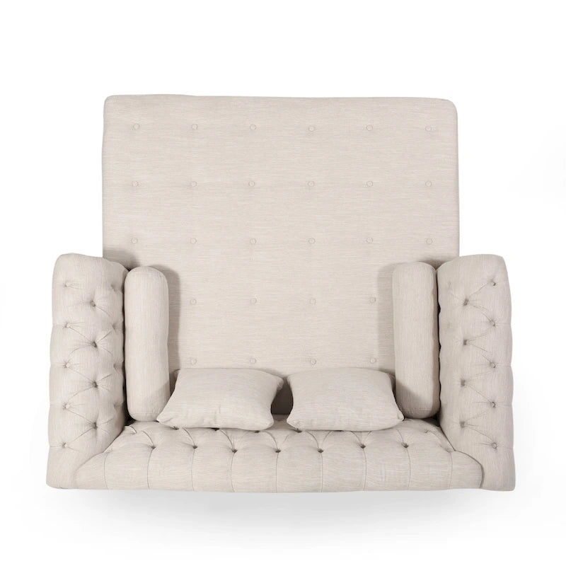 Chauffeuse double capitonnée 158,75 cm (L) x 148,60 cm (l) x 86,36 cm (H), Rembourrée, Accent de salon