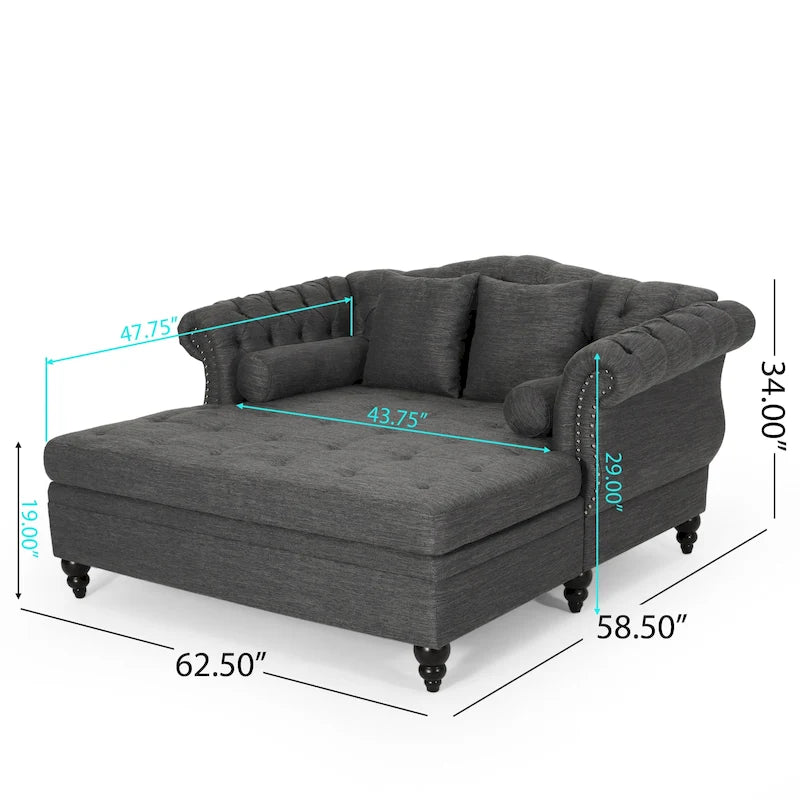 Chauffeuse double capitonnée 158,75 cm (L) x 148,60 cm (l) x 86,36 cm (H), Rembourrée, Accent de salon