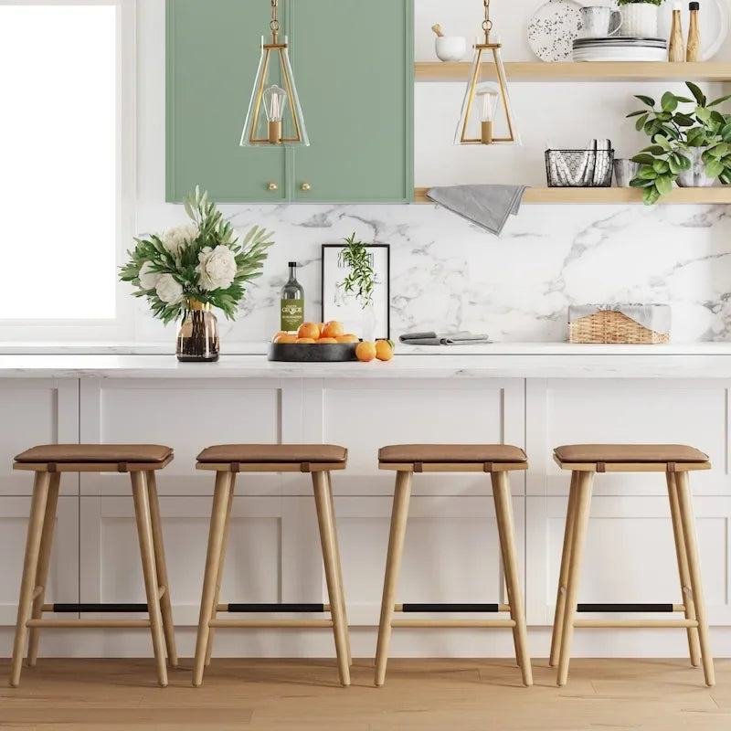 Tabouret de bar Barker en boucle, sans dossier, hauteur comptoir avec coussin
