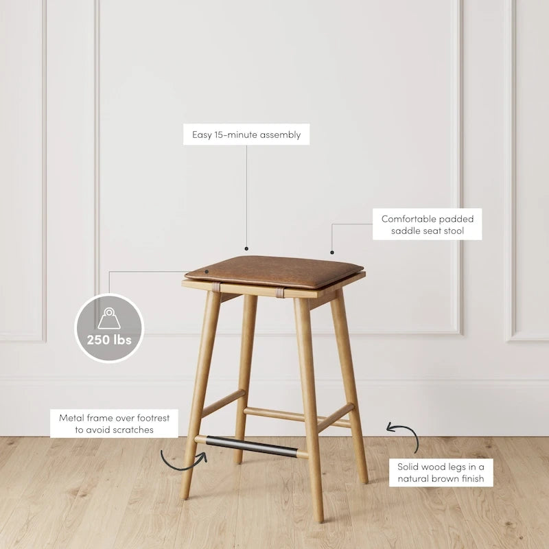 Tabouret de bar Barker en boucle, sans dossier, hauteur comptoir avec coussin