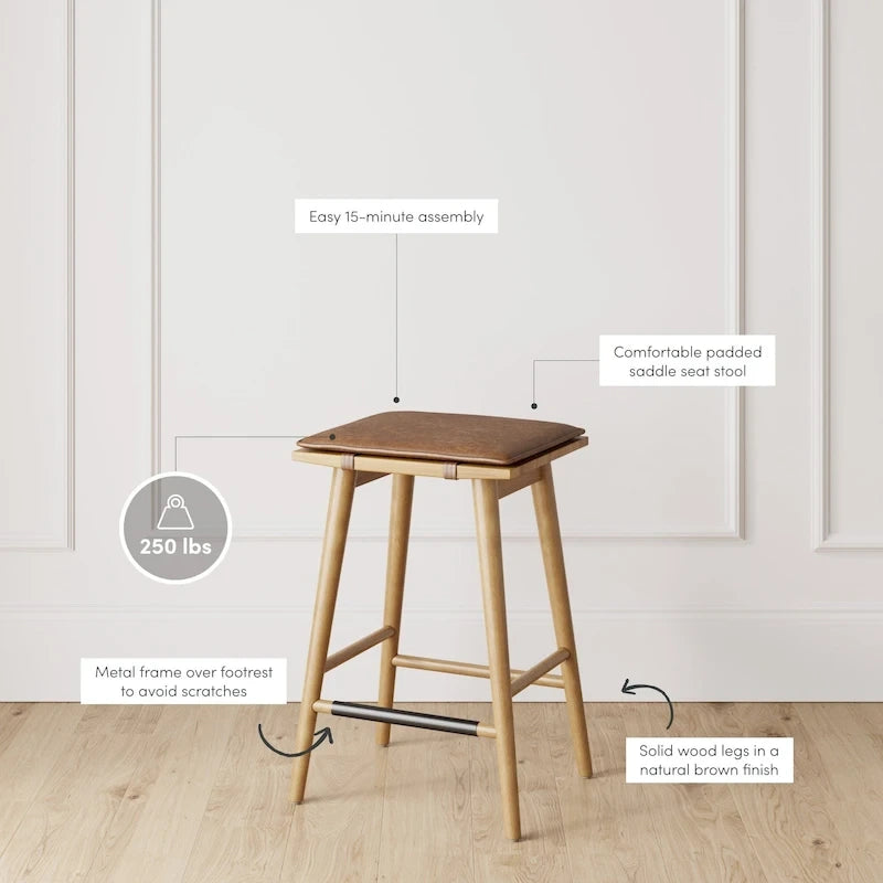 Tabouret de bar Barker en boucle, sans dossier, hauteur comptoir avec coussin