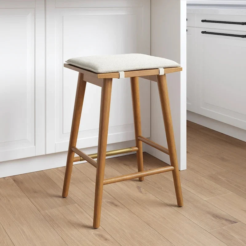 Tabouret de bar Barker en boucle, sans dossier, hauteur comptoir avec coussin