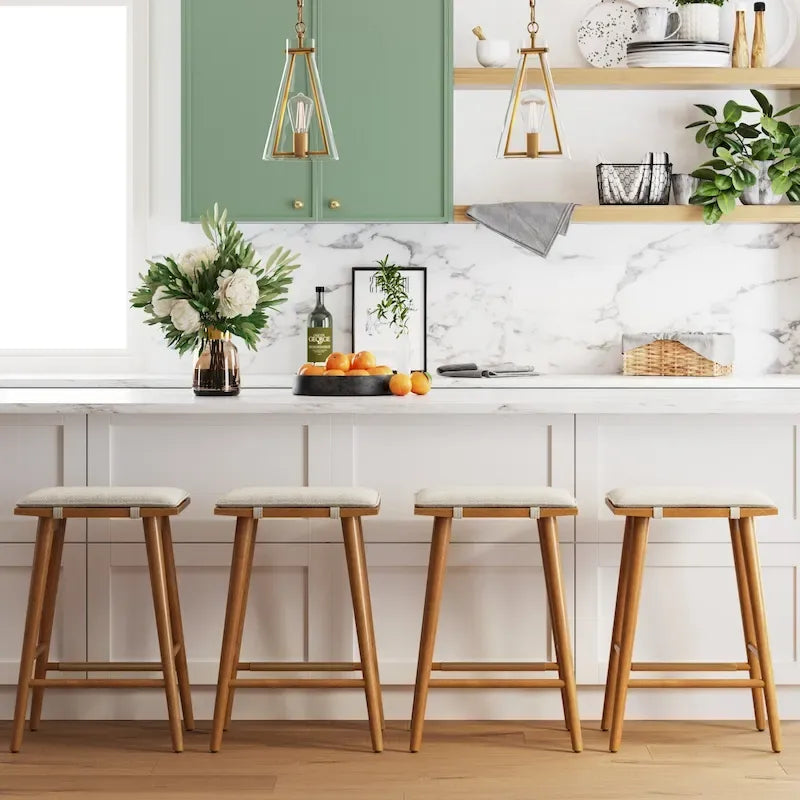 Tabouret de bar Barker en boucle, sans dossier, hauteur comptoir avec coussin