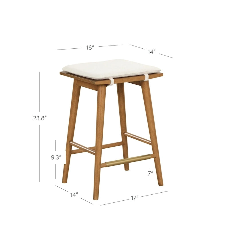 Tabouret de bar Barker en boucle, sans dossier, hauteur comptoir avec coussin