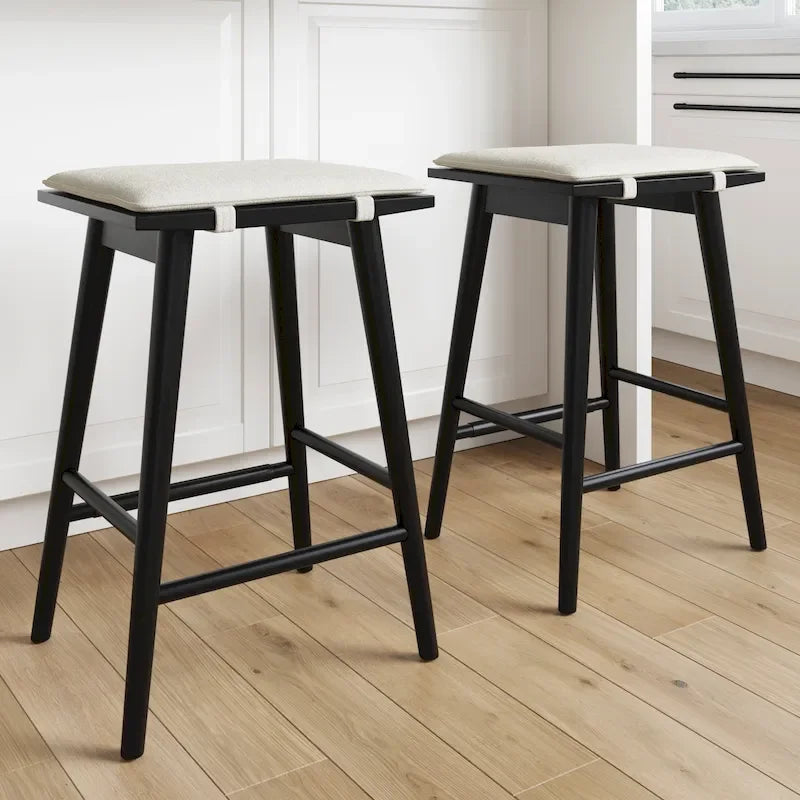 Tabouret de bar Barker en boucle, sans dossier, hauteur comptoir avec coussin