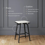 Tabouret de bar Barker en boucle, sans dossier, hauteur comptoir avec coussin