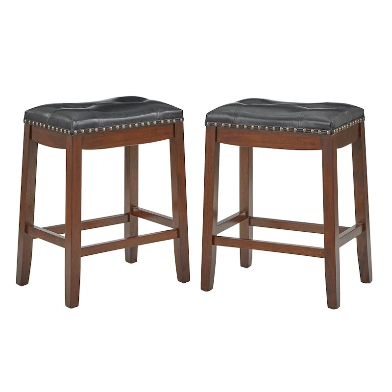 Lot de 2 tabourets de bar rembourrés 61 cm, avec assise coussinée, pour cuisine ou bar