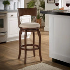 Tabouret de bar pivotant à dossier haut de 29 pouces, revêtement marron, rotation à 360°, hauteur de bar