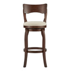 Tabouret de bar pivotant à dossier haut de 29 pouces, revêtement marron, rotation à 360°, hauteur de bar