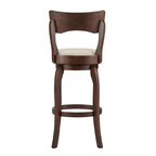 Tabouret de bar pivotant à dossier haut de 29 pouces, revêtement marron, rotation à 360°, hauteur de bar