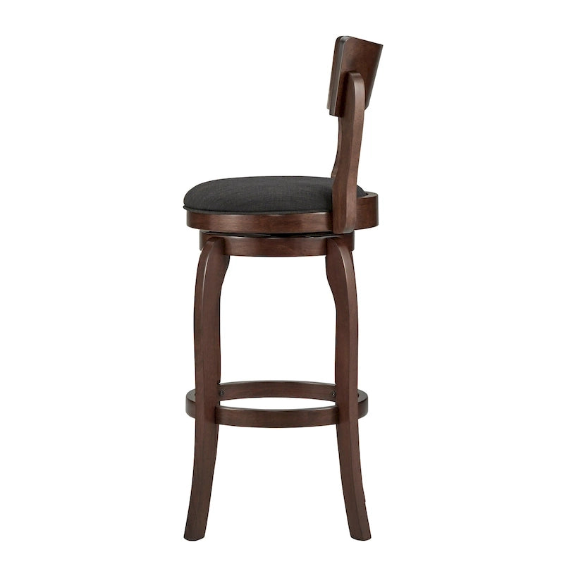 Tabouret de bar pivotant à dossier haut de 29 pouces, revêtement marron, rotation à 360°, hauteur de bar
