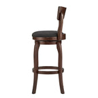 Tabouret de bar pivotant à dossier haut de 29 pouces, revêtement marron, rotation à 360°, hauteur de bar