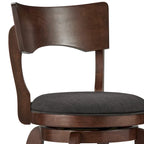 Tabouret de bar pivotant à dossier haut de 29 pouces, revêtement marron, rotation à 360°, hauteur de bar