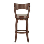 Tabouret de bar pivotant à dossier haut de 29 pouces, revêtement marron, rotation à 360°, hauteur de bar
