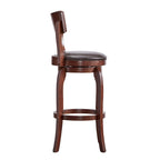 Tabouret de bar pivotant à dossier haut de 29 pouces, revêtement marron, rotation à 360°, hauteur de bar