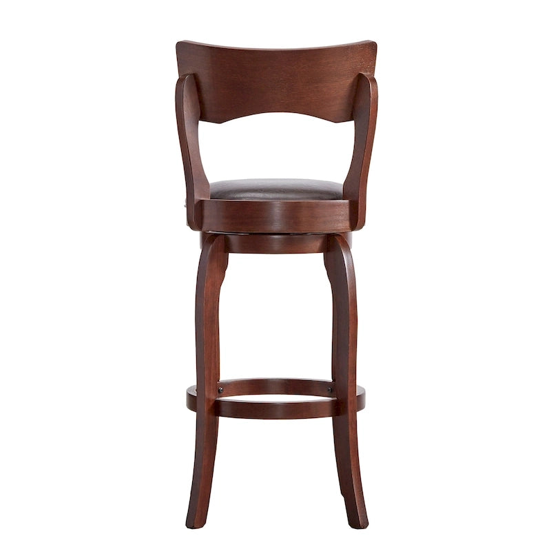 Tabouret de bar pivotant à dossier haut de 29 pouces, revêtement marron, rotation à 360°, hauteur de bar