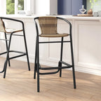 Tabouret de bar commercial en rotin pour l'intérieur et l'extérieur avec cadre en aluminium - S/O