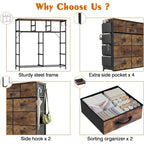 Commode à 10 tiroirs en tissu Meuble de rangement Tour de rangement pour placard Chambre