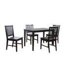 Lot de 4 chaises de salle à manger à dossier à lattes en bois massif, cadre robuste, design classique, montage facile