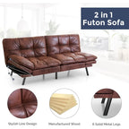 Canapé-lit futon, canapé convertible pliable en mousse à mémoire de forme avec accoudoirs réglables pour petits espaces