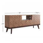 Meuble TV console beige, convient aux téléviseurs jusqu'à 65 pouces, 1 tiroir + 3 portes d'armoire, style Mid-Century