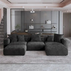 Canapé d'angle modulable 141,73 po, en velours côtelé en forme de U avec ottomans