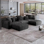 Canapé d'angle modulable 141,73 po, en velours côtelé en forme de U avec ottomans