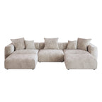 Canapé d'angle modulable 141,73 po, en velours côtelé en forme de U avec ottomans