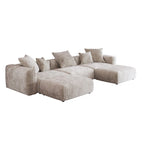 Canapé d'angle modulable 141,73 po, en velours côtelé en forme de U avec ottomans