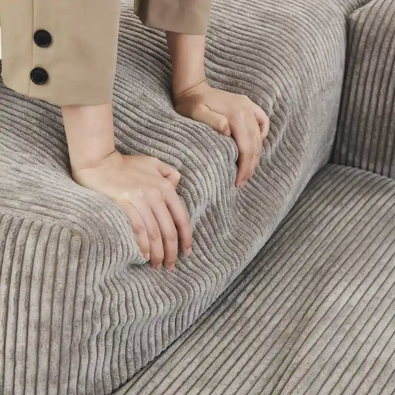 Canapé d'angle modulable 141,73 po, en velours côtelé en forme de U avec ottomans