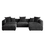 Canapé d'angle modulable 141,73 po, en velours côtelé en forme de U avec ottomans