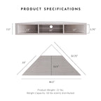 Meuble TV d'angle flottant de 47", 3 étagères, style transitionnel, support mural peu encombrant