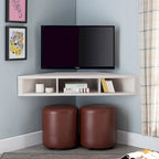 Meuble TV d'angle flottant de 47", 3 étagères, style transitionnel, support mural peu encombrant